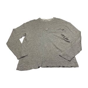 IZOD Sleepwear Sweater Men's Large Gray Heather Henley Neck Cotton Long Sleeve